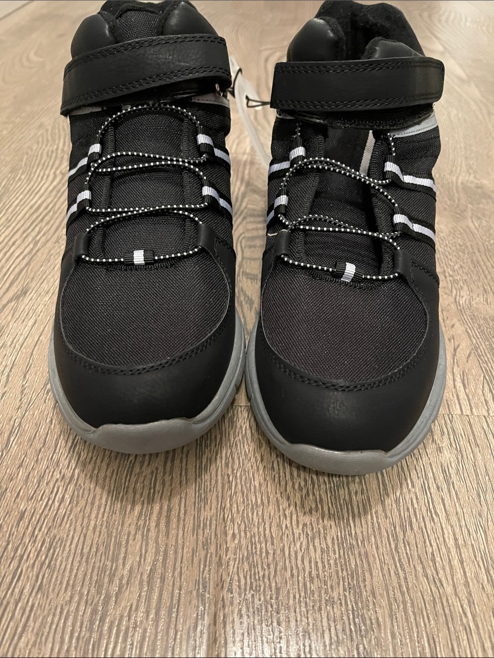 Joe Fresh Black and Gray Kids Sneakers with Hook-and-Loop Strap